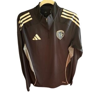 Adidas Sporting Kansas City Soccer Long Sleeve Training Pullover Large Men Black